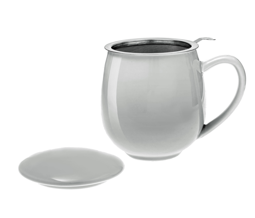 Teetasse mit Filter und Deckel Weiß