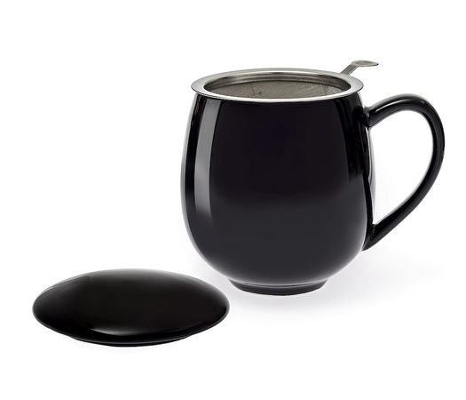 Teetasse mit Filter und Deckel Schwarz