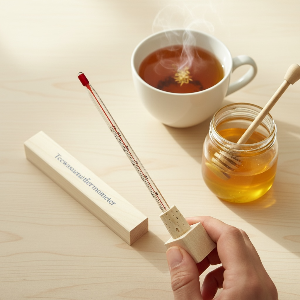 Teewasser-Thermometer mit Holzschatulle